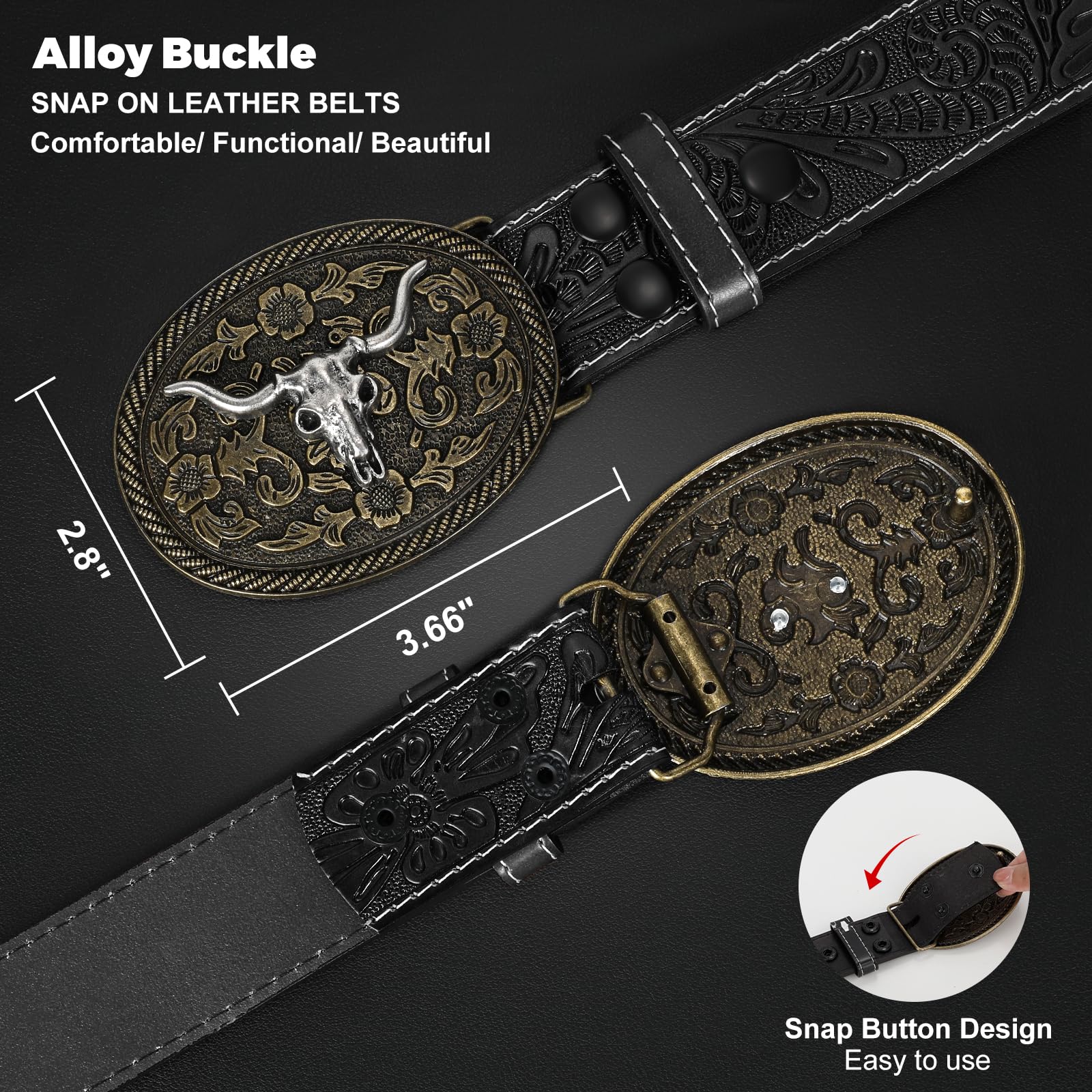 BELTROAD Cintura con fibbia in pelle occidentale per uomo donna cowboy cowgirl cintura in pelle per jeans cintura da uomo di Natale regali