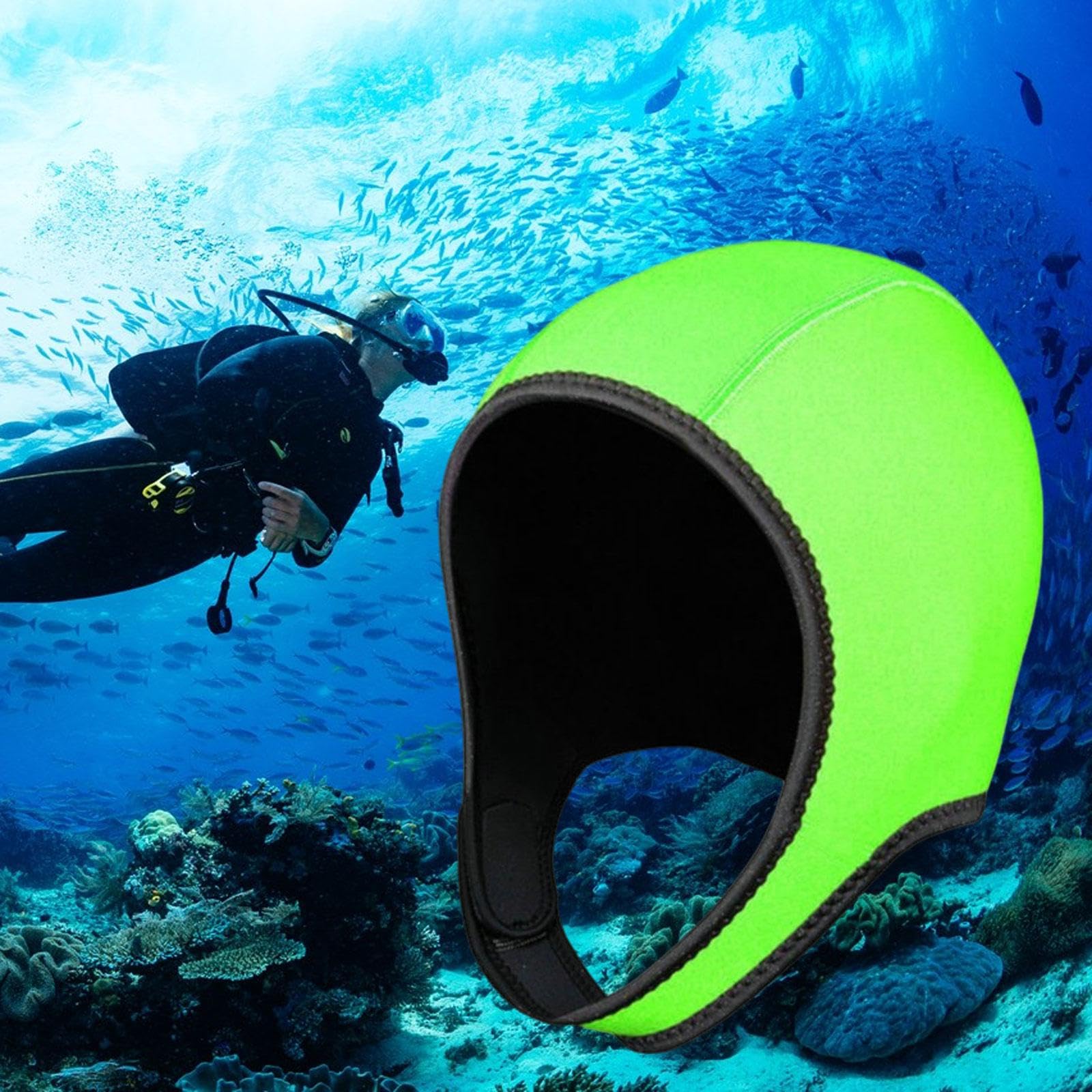 Taucherhaube Neopren Kapuze Zum Schwimmen Und Tauchen mit Kinnriemen Komfortabler für Erwachsene Und Kinder Schnell Trocknende Bedeckung für W