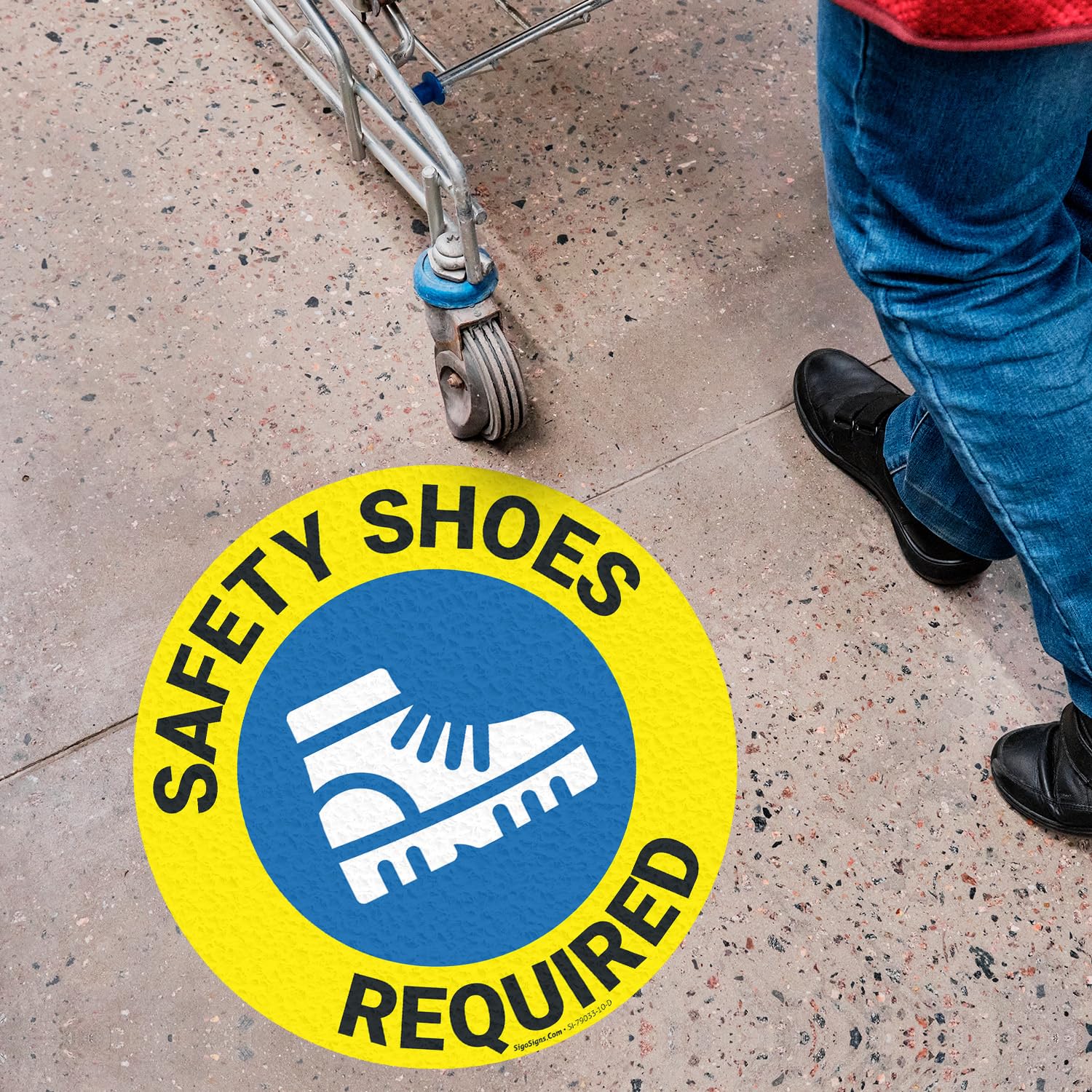 Steel Toe Shoes & Safety Glues Required Floor Decal - 10x10 Inch Anti-Slip Adhesive Sign - View #10