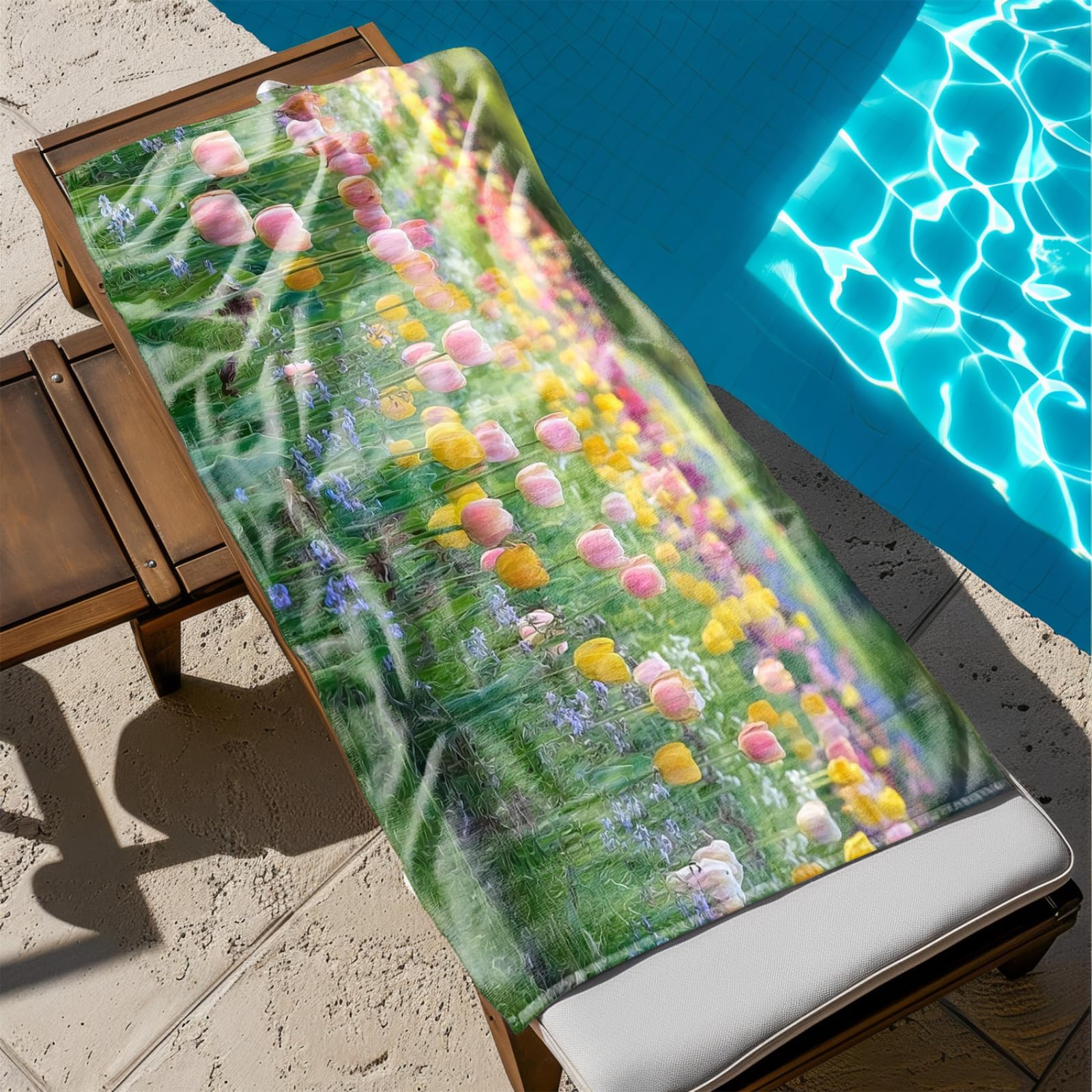 Genérico Toalla Playa Grande Rosa Flor Verde Microfibra Secado Rápido Oversize Toalla Sin Arena Súper Ligera Piscina Camping Picnic Yoga Gimnasio Y Deportes Viaje