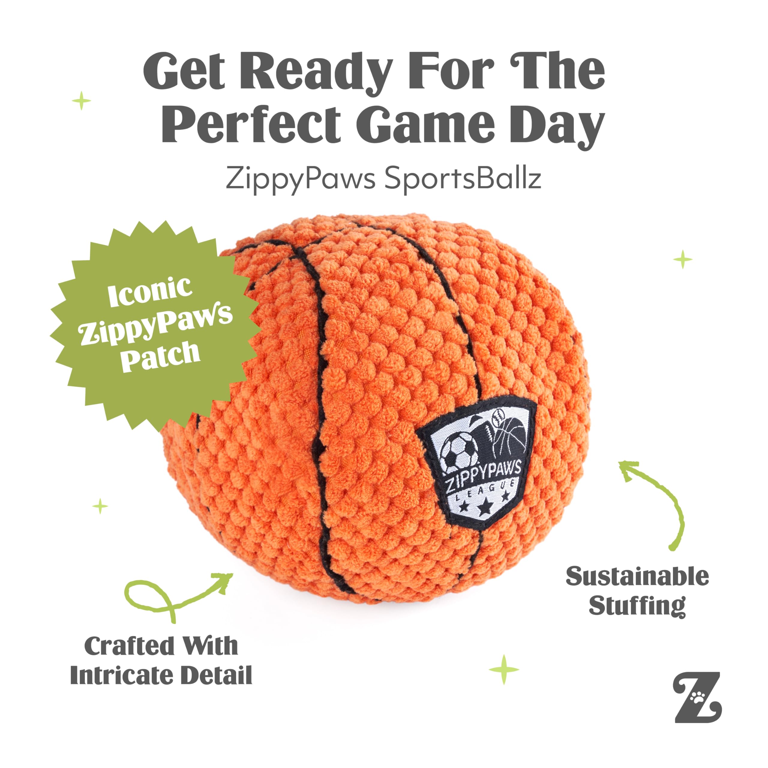 ZippyPaws SportsBallz – Jouet couineur pour chien pour les garder occupés, peluche amusante pour chiens de petite, moyenne et grande taille, jouet en peluche mignon, produit pour animaux de compagnie