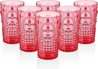 PRISMA - PACK DE 6 VASOS 750 ML. COLOR ROJO. Vaso de policarbonato tamaño grande, reutilizable, libre de BPA