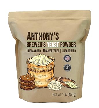 Anthonys Brewers Yeast, 1 lb, Made in USA, Gluten Free, For Lactation Support, Unflavored, Unsweetened