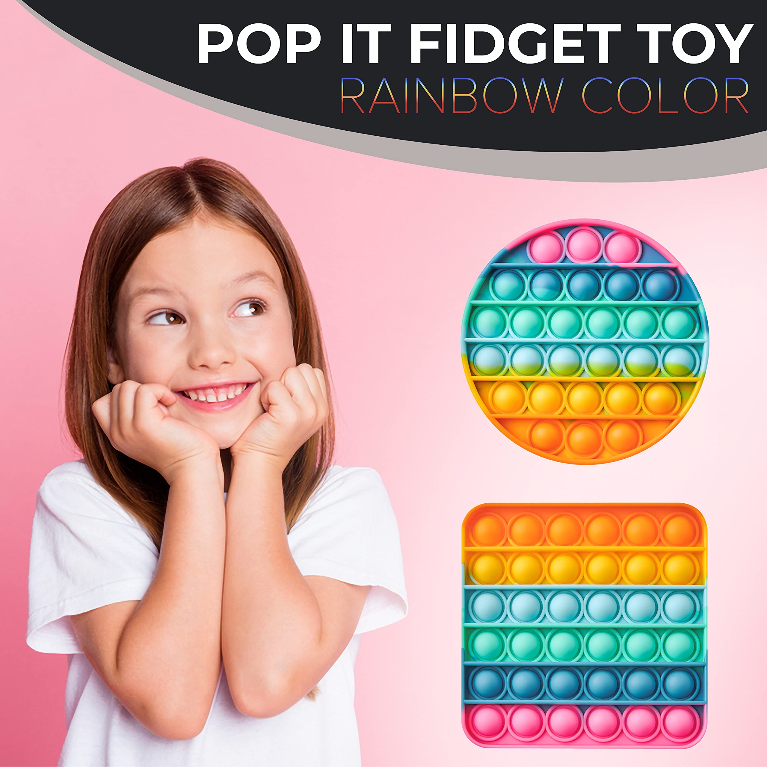 DREAMmar 2Pack Pop It Bubble Fidget Toy, Sensory Fidget for Stress Relief Silicone Fidgets