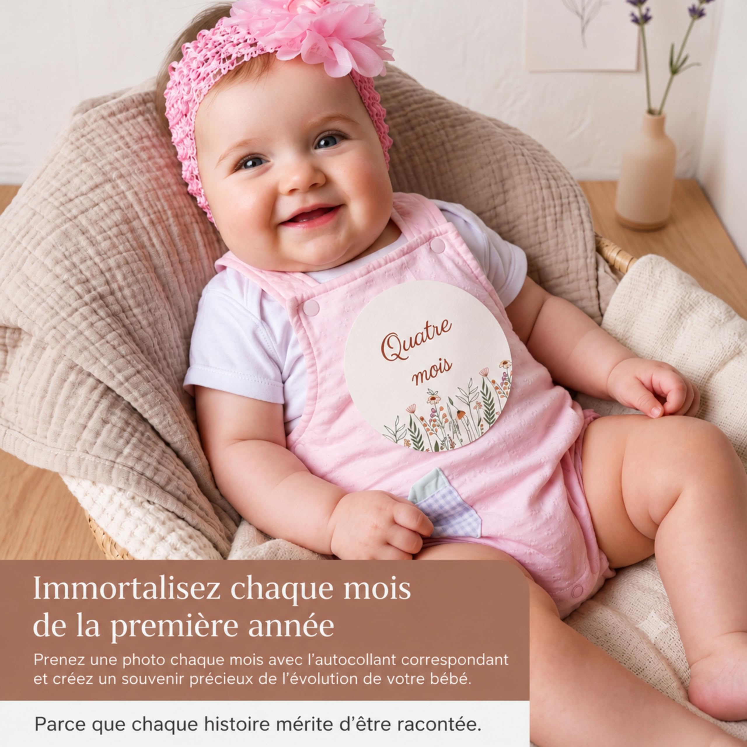 128 pagine copertina in lino – album fotografico di nascita e ricordo della nascita a 5 anni – primo anno del bambino, regalo di nascita, album ricordo + 16 adesivi