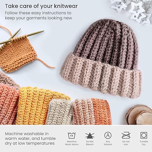 Miniatura 9 de Arteza Hilo acrílico para ganchillo, 20 mini madejas de hilo peinado para tejer en colores claros, lavable a máquina, suministros de punto y