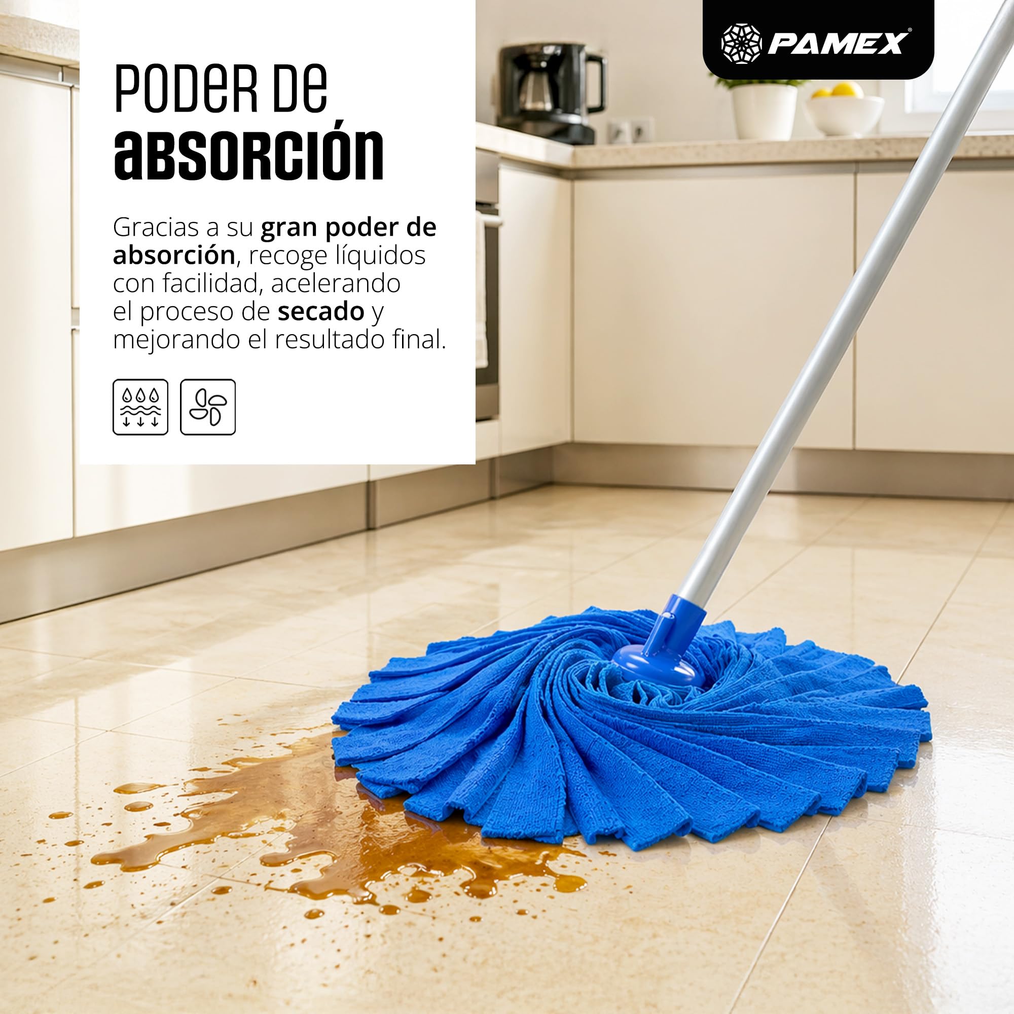 Pamex - Fregona de Microfibra Tiras 180g Anonima - 24 Unidades (Azul)