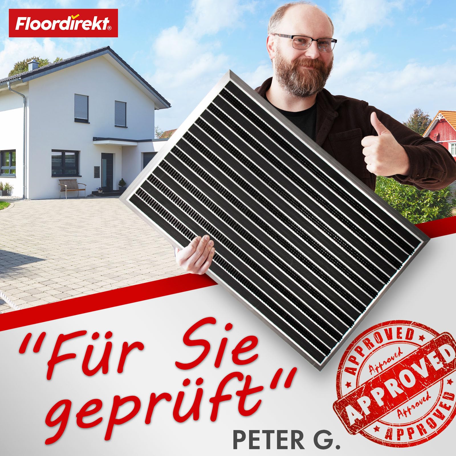 Floordirekt Fussabtreter Aussenbereich „Spectral“ für innen & außen - rostfrei & wetterfest - Haustür Fußabtreter - Türmatte Eingangsmatte (PVC/Bürste.68 x 98 cm)