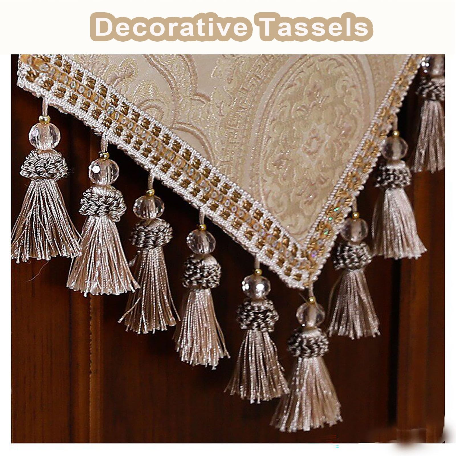 Camino de Mesa Camino De Mesa Bordado para Mesa De Comedor Largo 200 180 160 130 100 Cm, 30 40 50cm De Ancho, Protector Superior De Tocador con Borlas, Mantel para Mesita De Noche(Beige,40x200cm)
