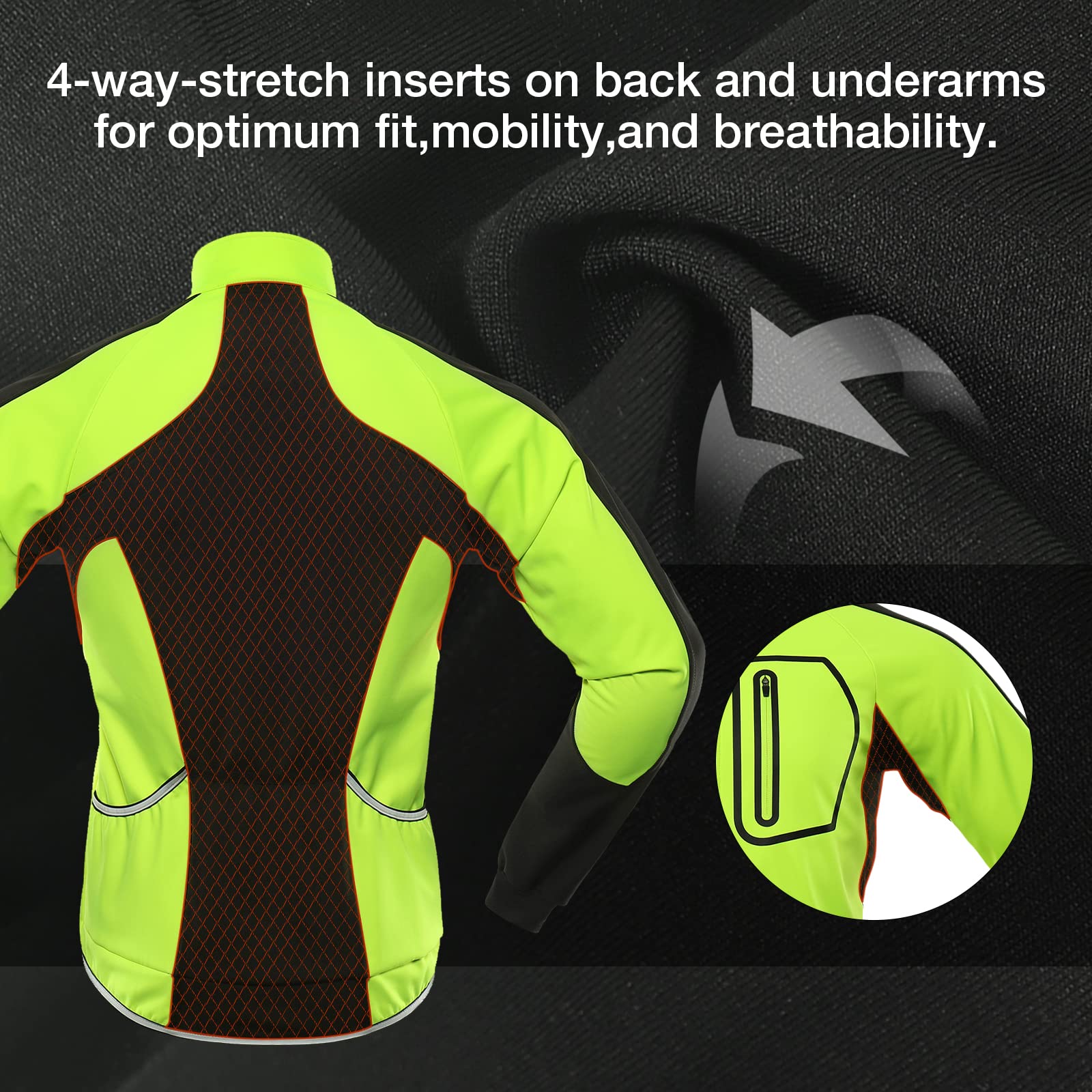 BERGRISAR Veste de Cyclisme Homme Hiver Coupe-vent Imperméable Thermique Polaire Blouson Vélo VTT BG011