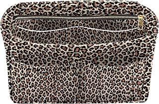 LEXSION - Bolsa organizadora de pañales de fieltro ligero con bolsillo interior con cremallera para Neverful Speedy, tamaño M, color marrón con estampado de leopardo 8021