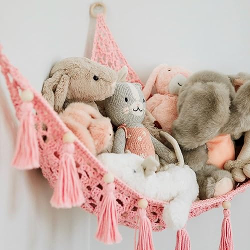 Miniatura 3 de Hamaca de juguete de macramé para animales de peluche, hamaca de juguete de peluche para decoración de guardería de bebé, hamaca de felpa, hamaca