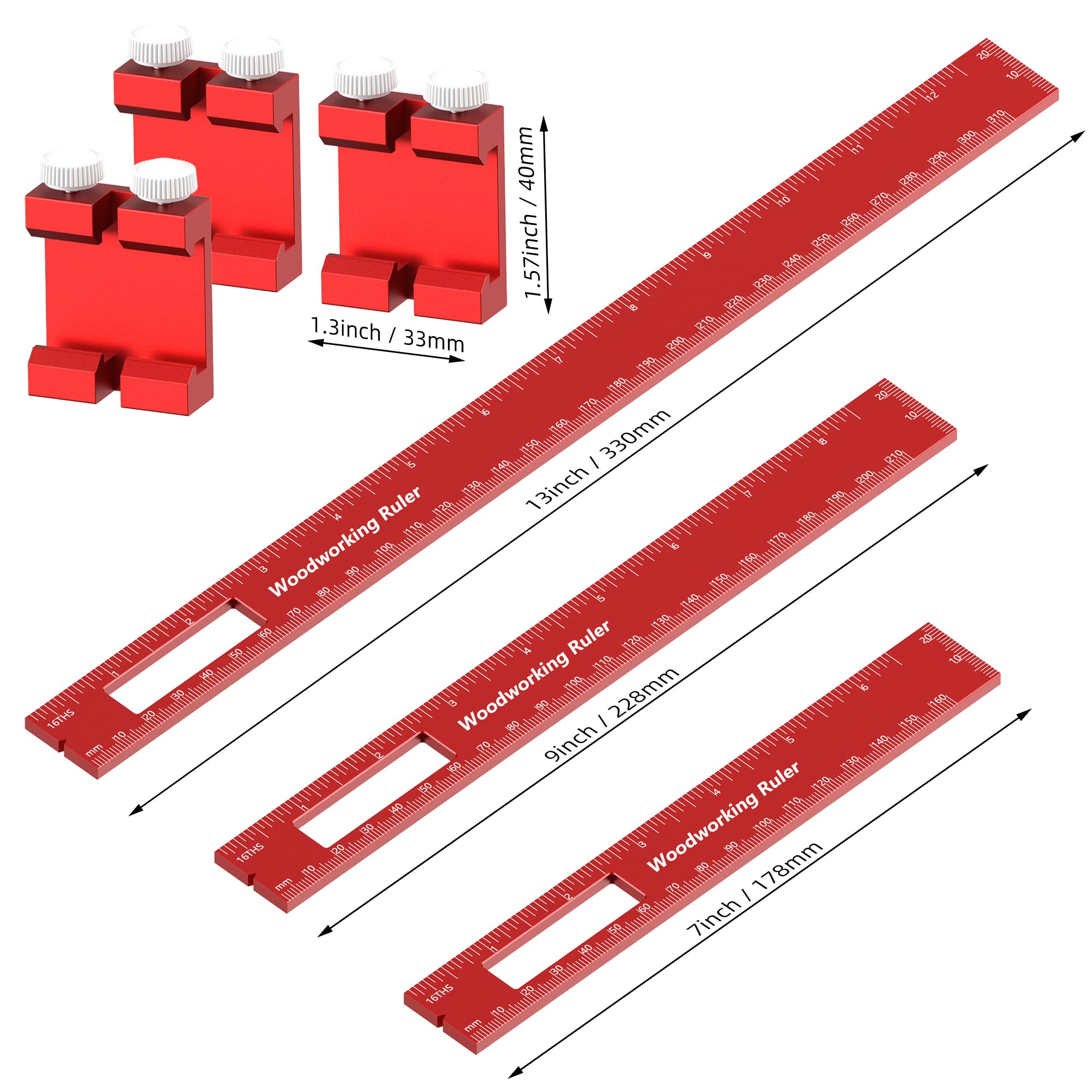 Woodworking Ruler Set - 3 Pack Precision Scribers -2 Woodworking Ruler Set - 3 Pack Precision Scribers -2