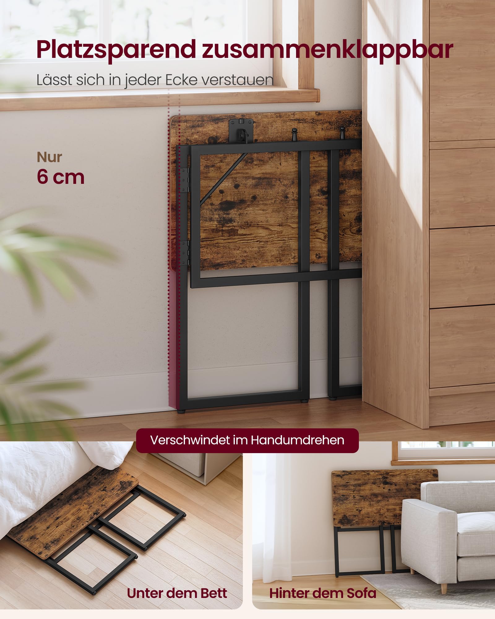 Kleiner Klapptisch für Homeoffice & Schlafzimmer