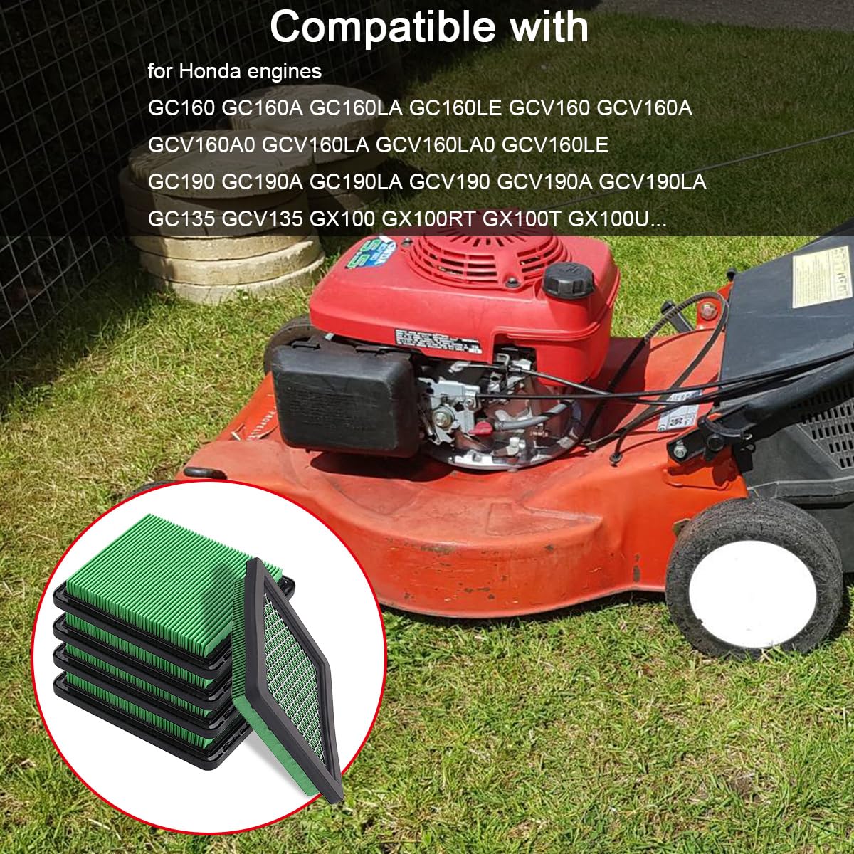 ZAMDOE Confezione da 5 Pezzi 17211-zl8-023 Sostituzione Filtro Aria per Honda GC135 GC160 GCV135 GCV160 GX100 GXV57 GCV160LA GCV190LA Motore Tosaerba, sostituisce # 17211-ZL8-003 17211-ZL8-000