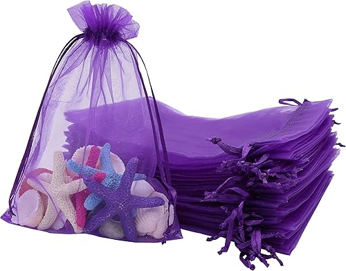 Miniatura 10 de Stratalife Bolsas de organza de malla transparente de 5 x 7 pulgadas con cordón para recuerdos de fiesta de boda, almacenamiento de joyas, 100