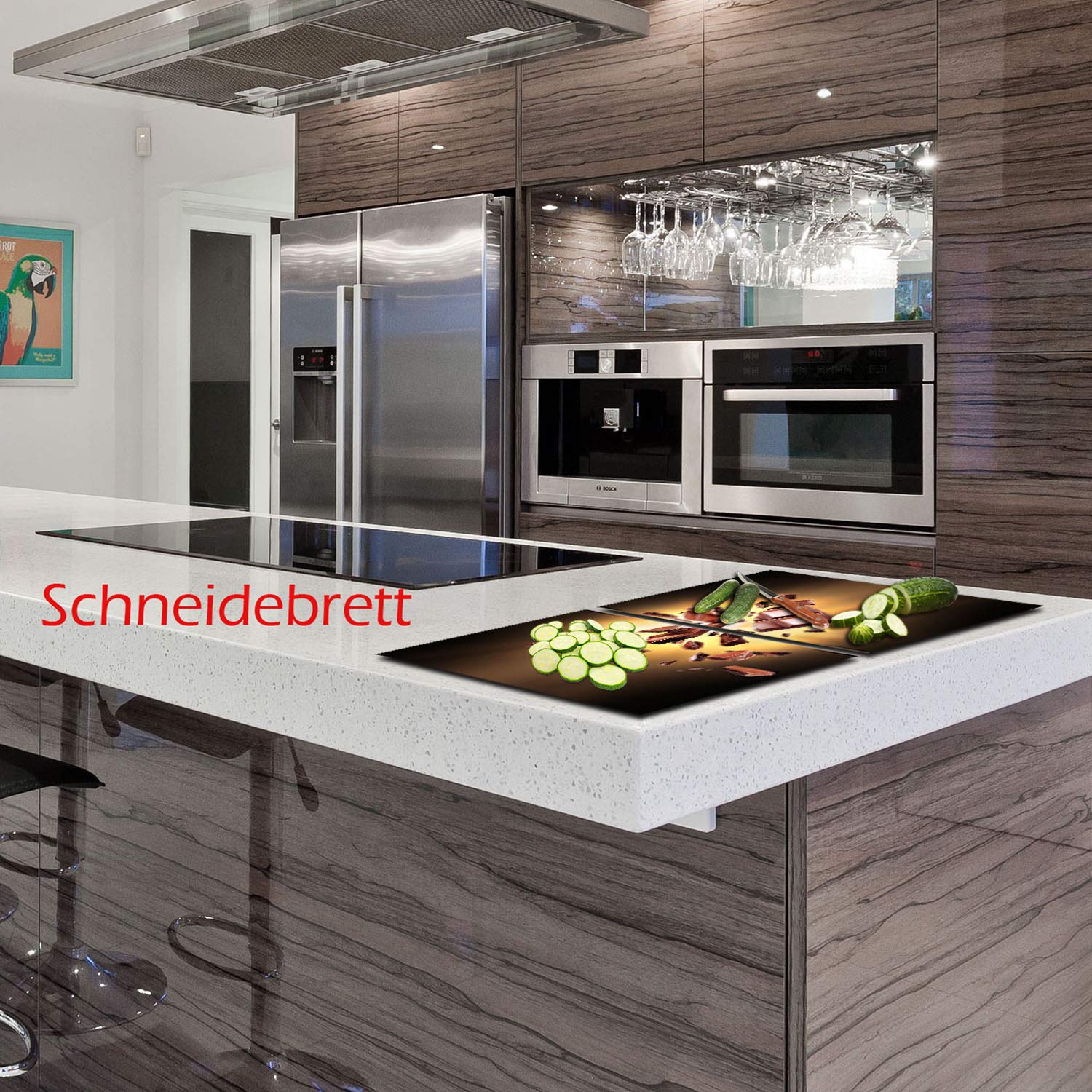decorwelt Placa para Cubrir la vitrocerámica, 2 Piezas, 2 x 40 x 52 cm, para cocinas de inducción, Color marrón