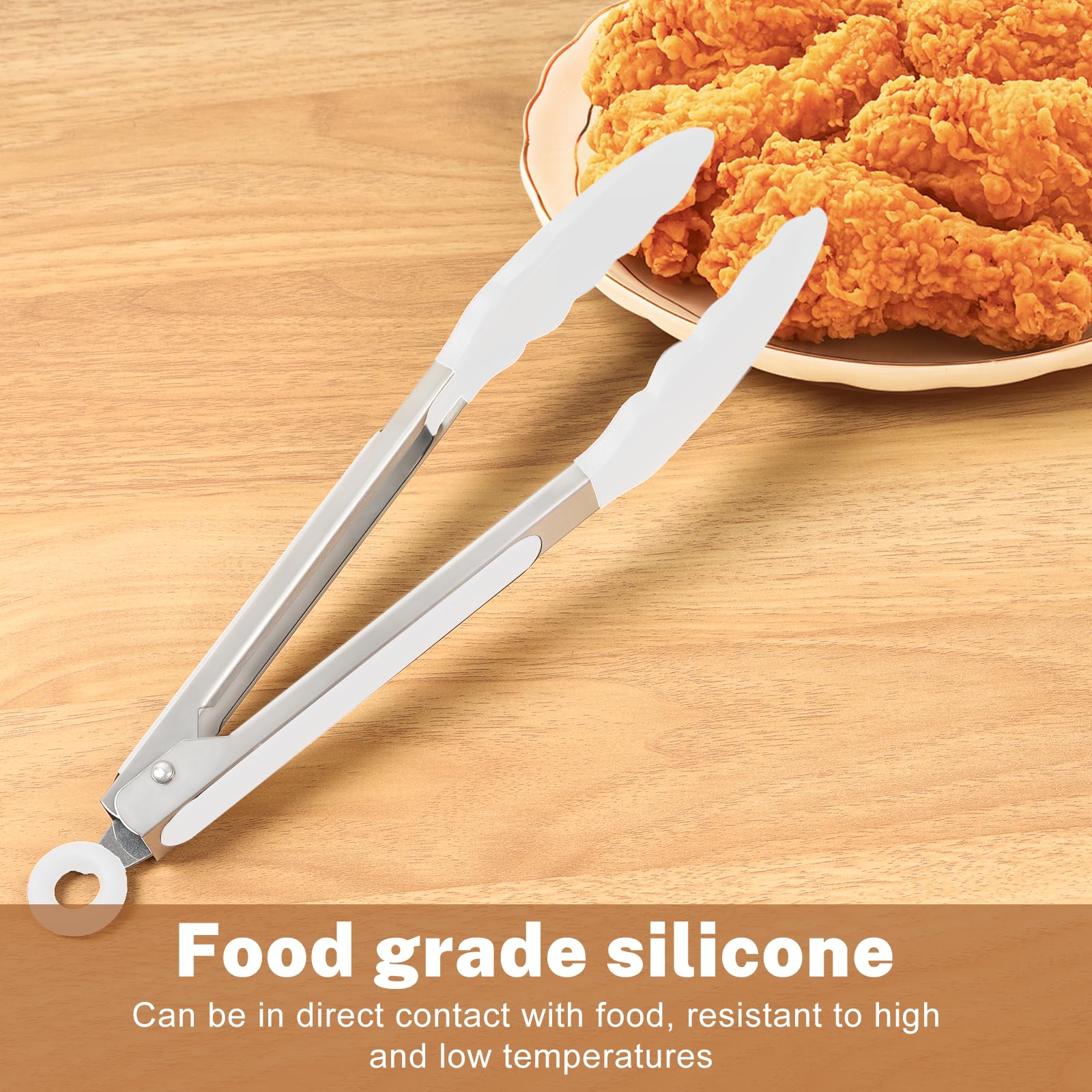 NoChoX Set 2 Pinze Da Cucina In Acciaio Inox Con Punte In Silicone - 26 Cm E 33,5 Cm - Antigraffio E Termoresistenti - copertina