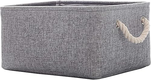 Cesta de almacenamiento de tela, caja de almacenamiento plegable de lino para guardería y hogar, cesta plegable de lona para armario o dormitorio,