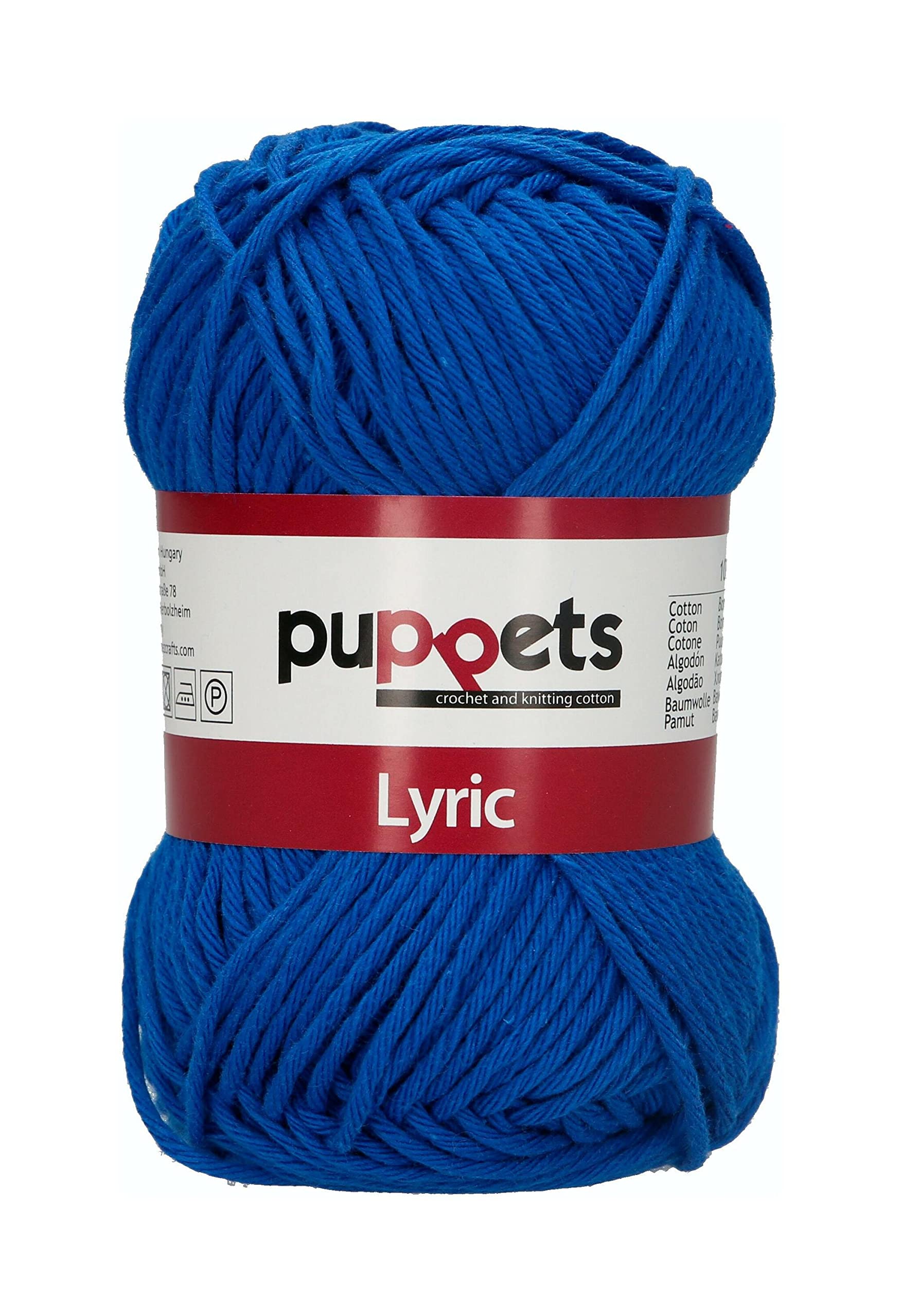 Puppets Lyric Strength 8 4572008-00201 Blue Crochet Yarn, 100% Cotton