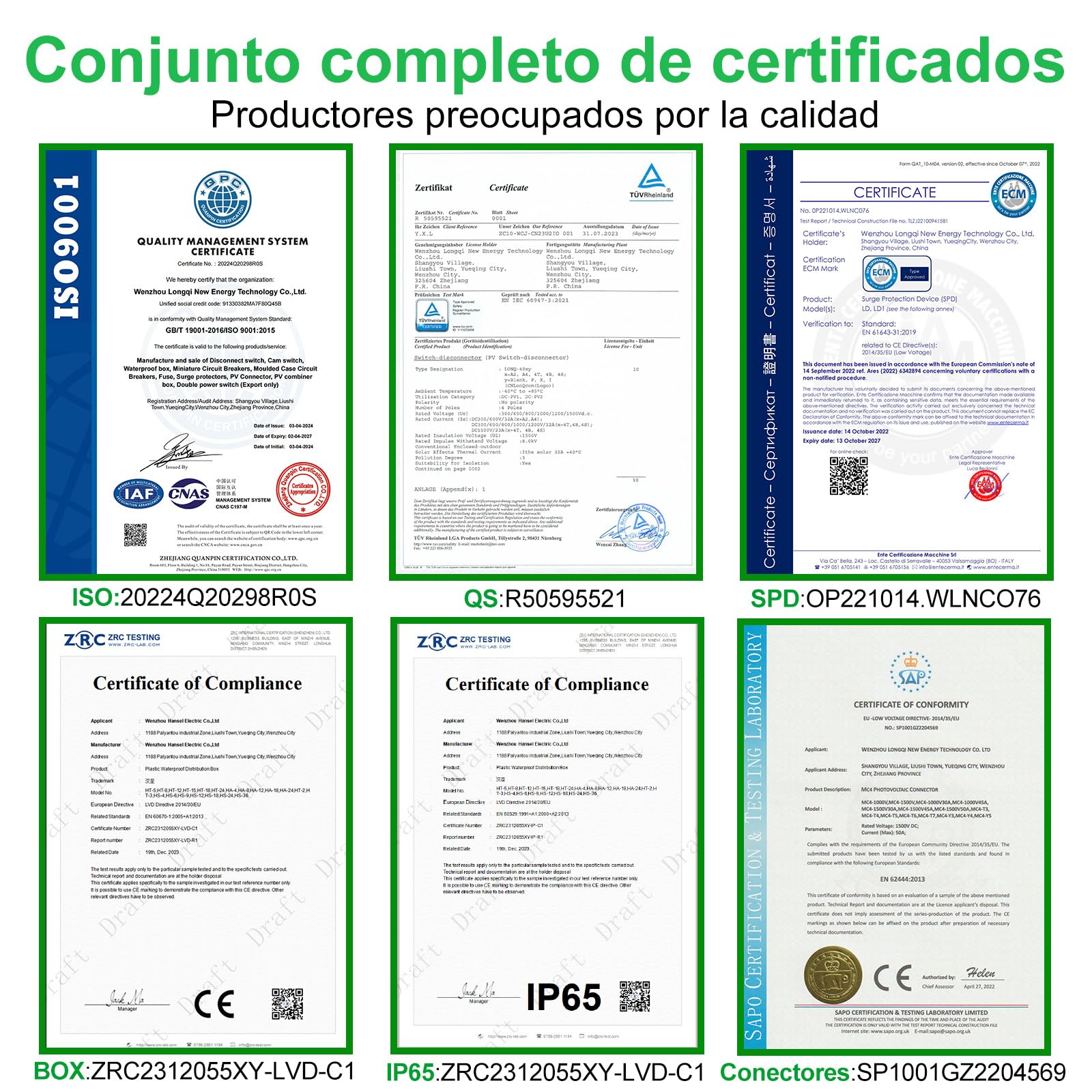 IP65 Caja de Conexiones Solar Fotovoltaica 2 Cuerdas DC1000V 32 Amp Interruptor Disyuntor con Protector de Sobretensión Para Paneles Solares al Aire Libre