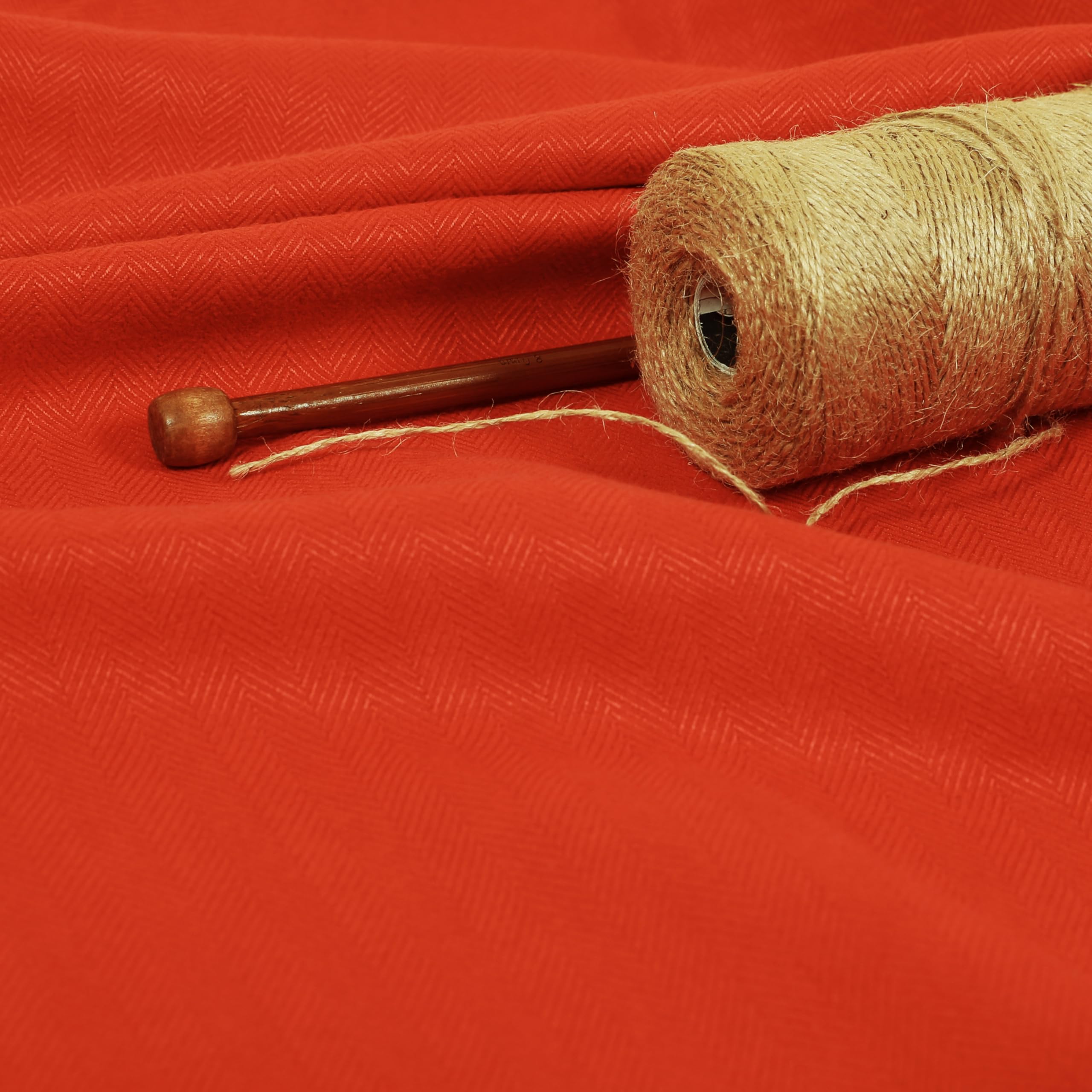 Redbrick Mill Fabrics Flame Retardant Furnishing Soft Herringbone Red Chenille Textured Hardwearing Upholstery Curtain Fabric (Per Metre) โ image 1