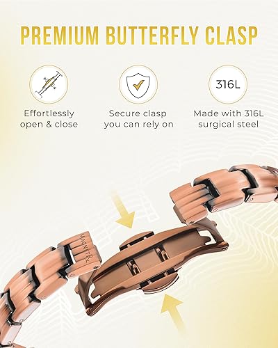 Miniatura 3 de MagnetRX Pulseras magnéticas de cobre para mujer, EllipseMAX 5X Strength 5,000 imanes Gauss, diseñadas en Estados Unidos y pendiente de patente,