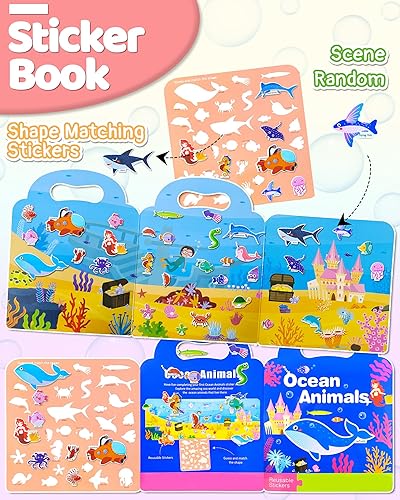 Miniatura 8 de Benresive Libros de calcomanías reutilizables de gelatina para niños de 2 a 4 años, divertidos libros de calcomanías para niños de 1 a 3 años, libro
