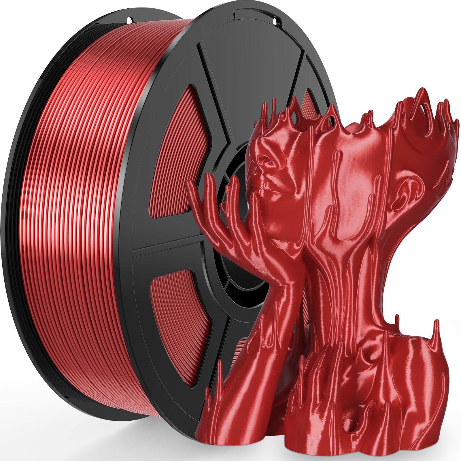 Silk PLA Filament 1.75mm Red, Clog-Free Shiny 3D Printer Filament, Dimensional Accuracy +/- 0.03mm, 1Kg spool(2.2lbs), 3D Printing Filament Fits for most FDM 3D Printers-picture-10