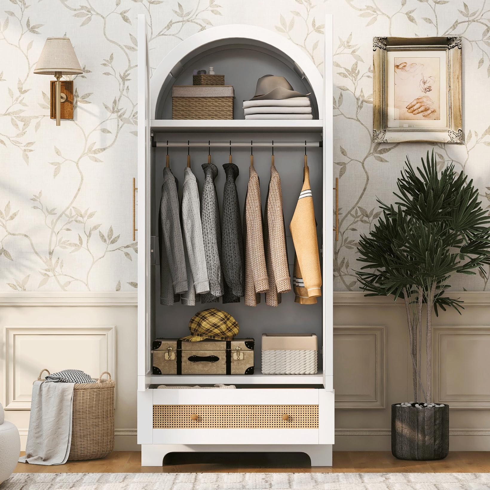 Kleiderschrank, Doppeltüren-Design, Weiß
