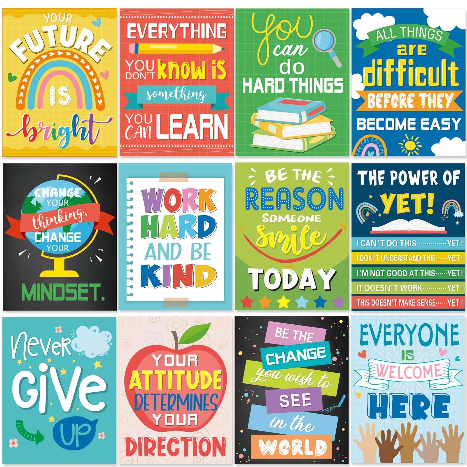 Adduster 12 Pack Inspirational Classroom Posters