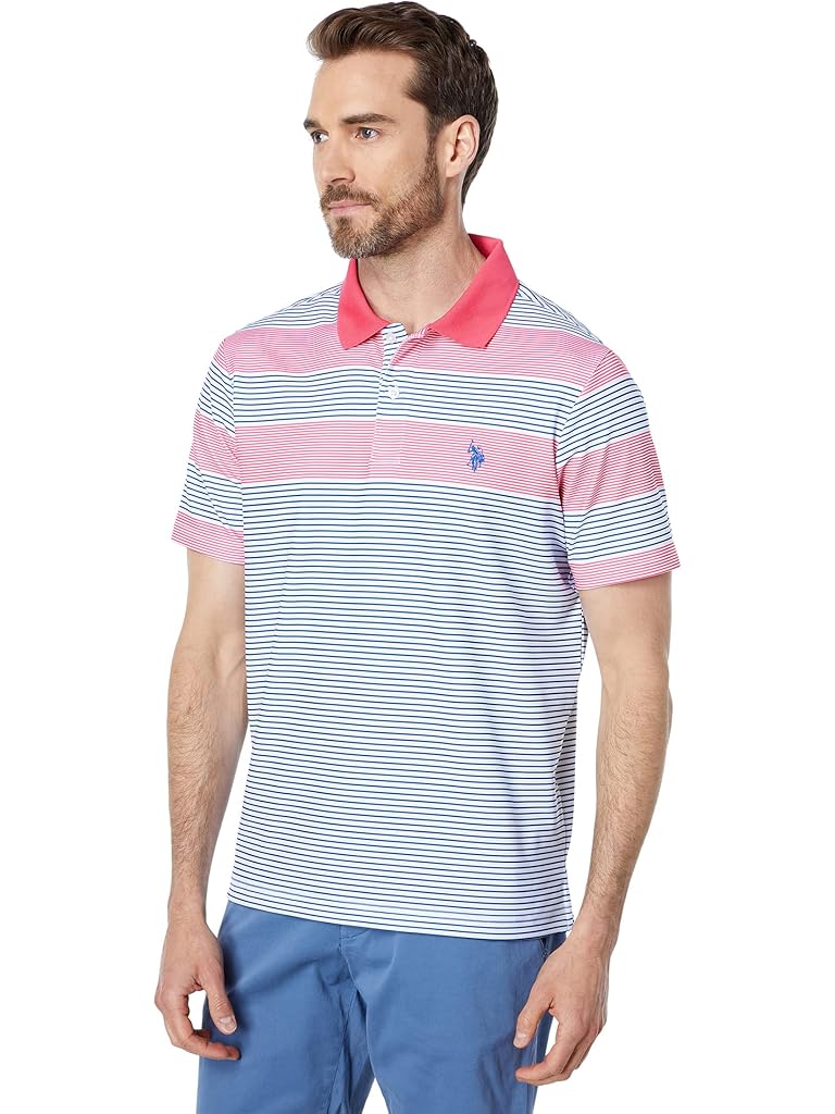 U.S. POLO ASSN. Interlock Short Sleeve Knit Shirt w/ Printed Stripe