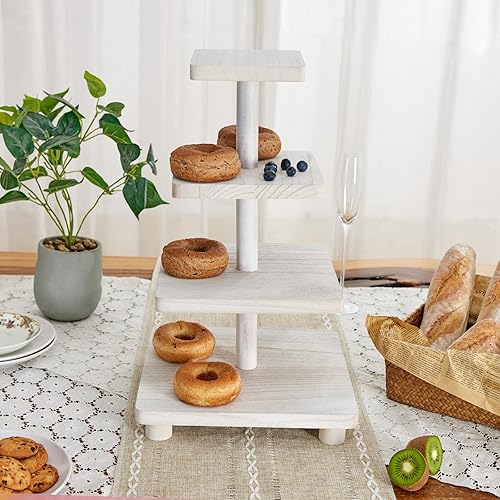 Miniatura 6 de Soporte redondo para cupcakes de 3 niveles, soporte de madera para pasteles con decoración de bandeja escalonada, soporte rústico para tartas,