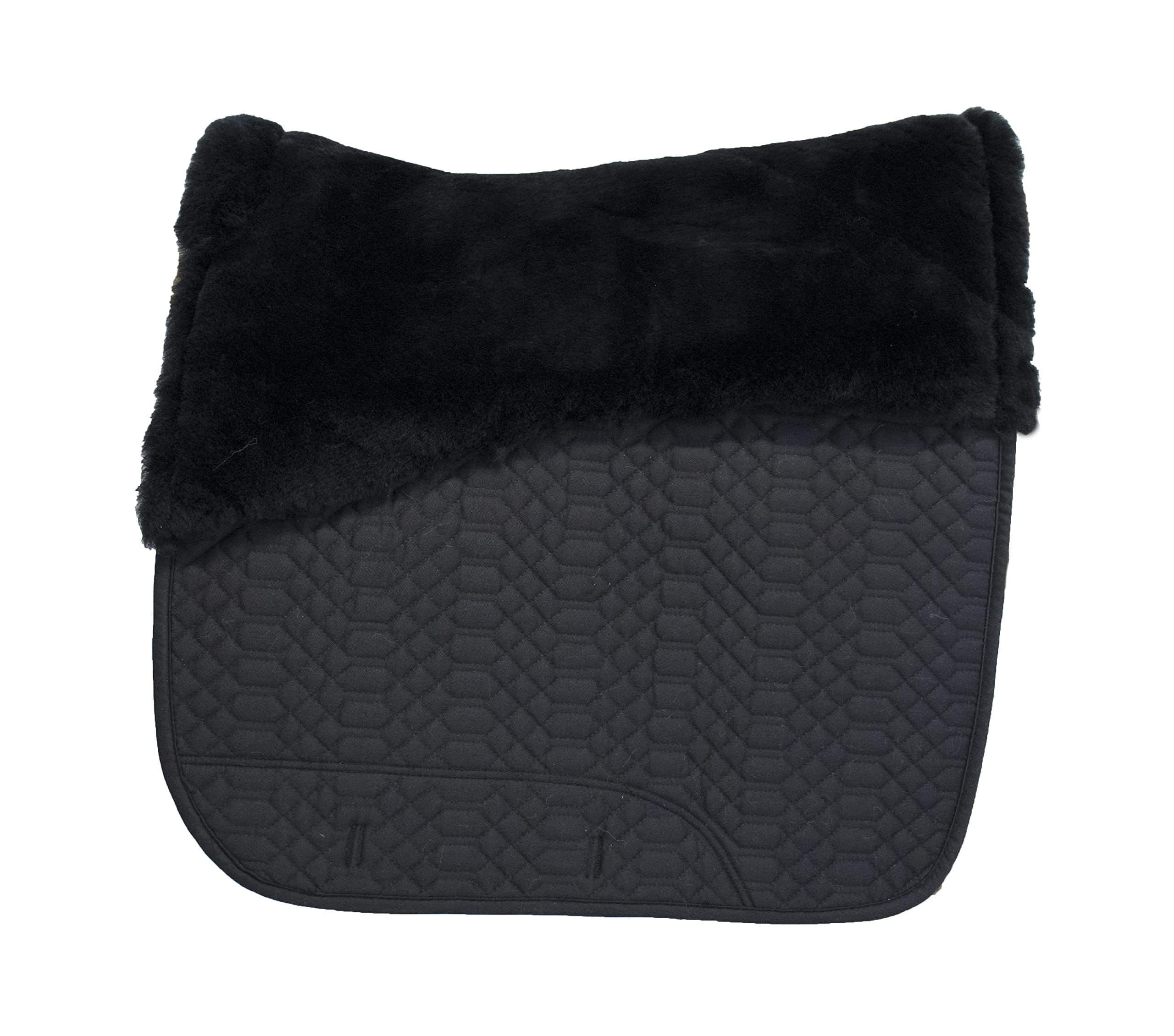 Engel Reitsport Schabracke Dressur Steppstoff Lammfell Sattelbereich Half Lined Fellkranz schwarz