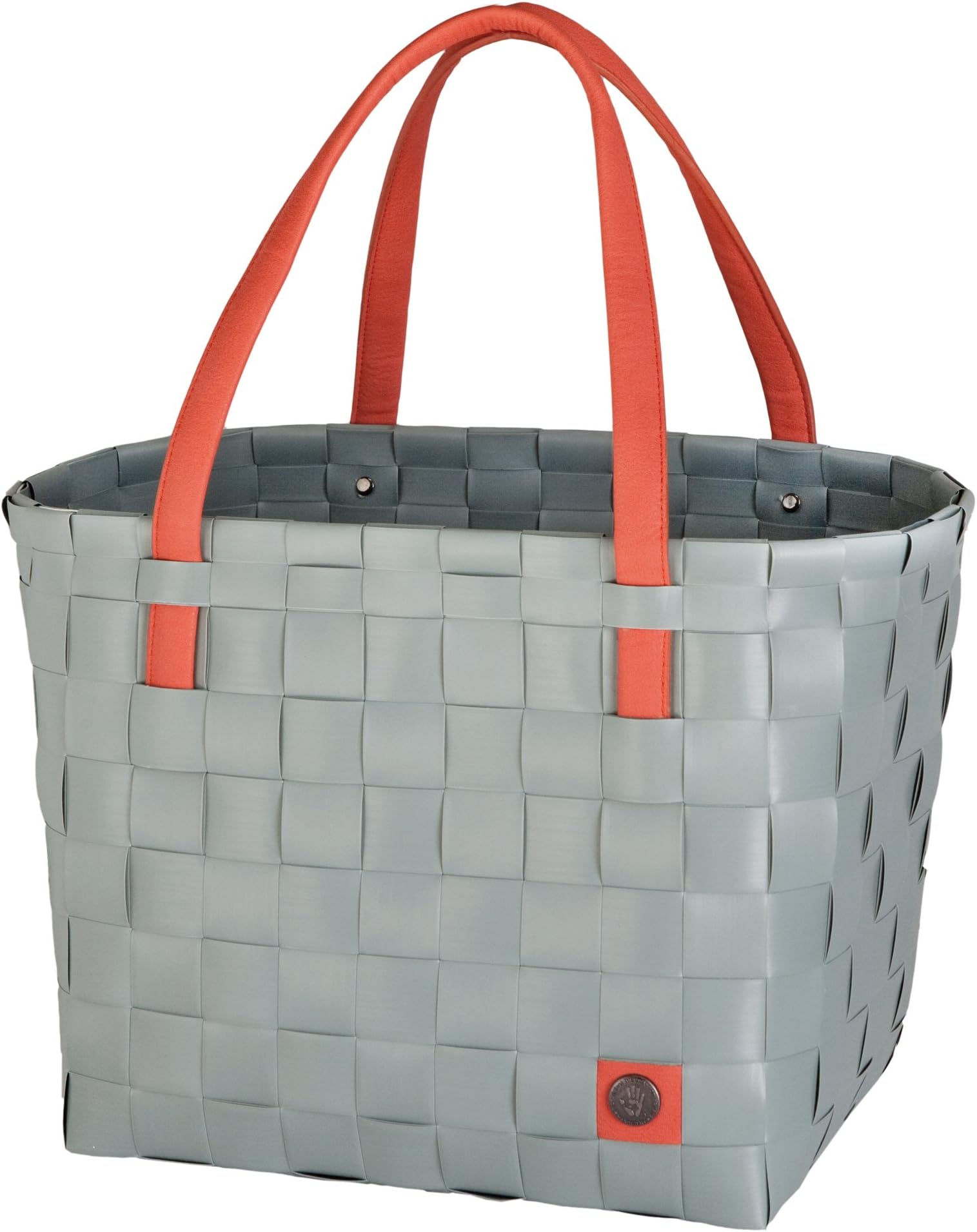Unek Goods Handed By Color Block Recycled Reusable Handmade Woven Grocery Shopping Tote Bag with Soft Comfort Handles