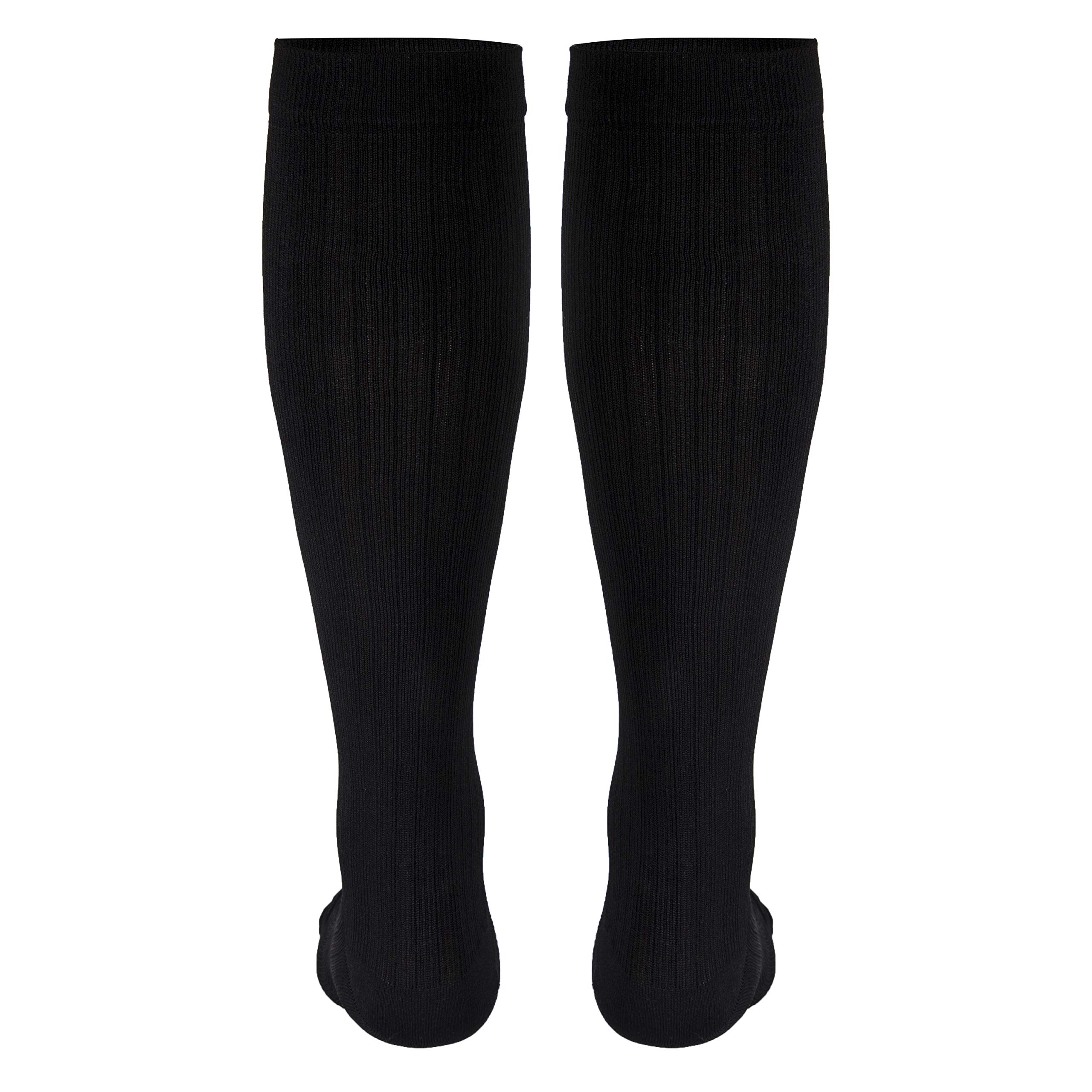 NuVein Men's Compression Socks, 8-15 mmHg Support, Dress Trouser Style, Over Calf Knee High, Black, Small