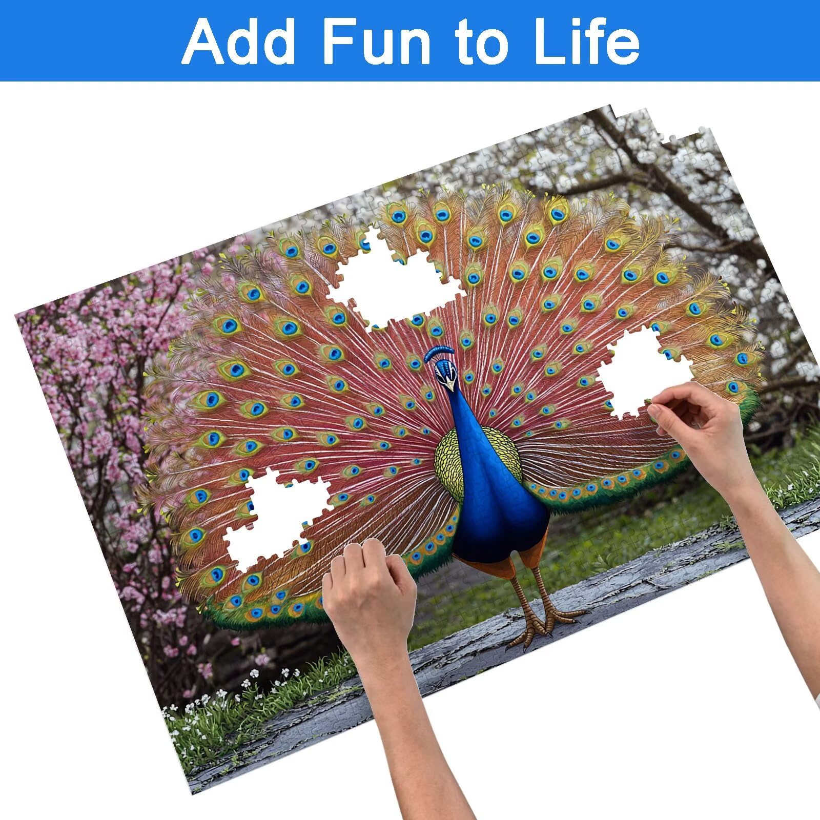 Puzzle 2000 sztuk dla dorosłych dzieci, drewniane puzzle krajobraz dla dorosłych, wymagające łamigłówki pawia, rodzinne gry edukacyjne, łamigłówki z pudełkiem do dekoracji domu, prezent dla kobiet