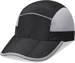 Boné de corrida dobrável com proteção UV UPF50+ com aba refletiva, secagem rápida, malha respirável