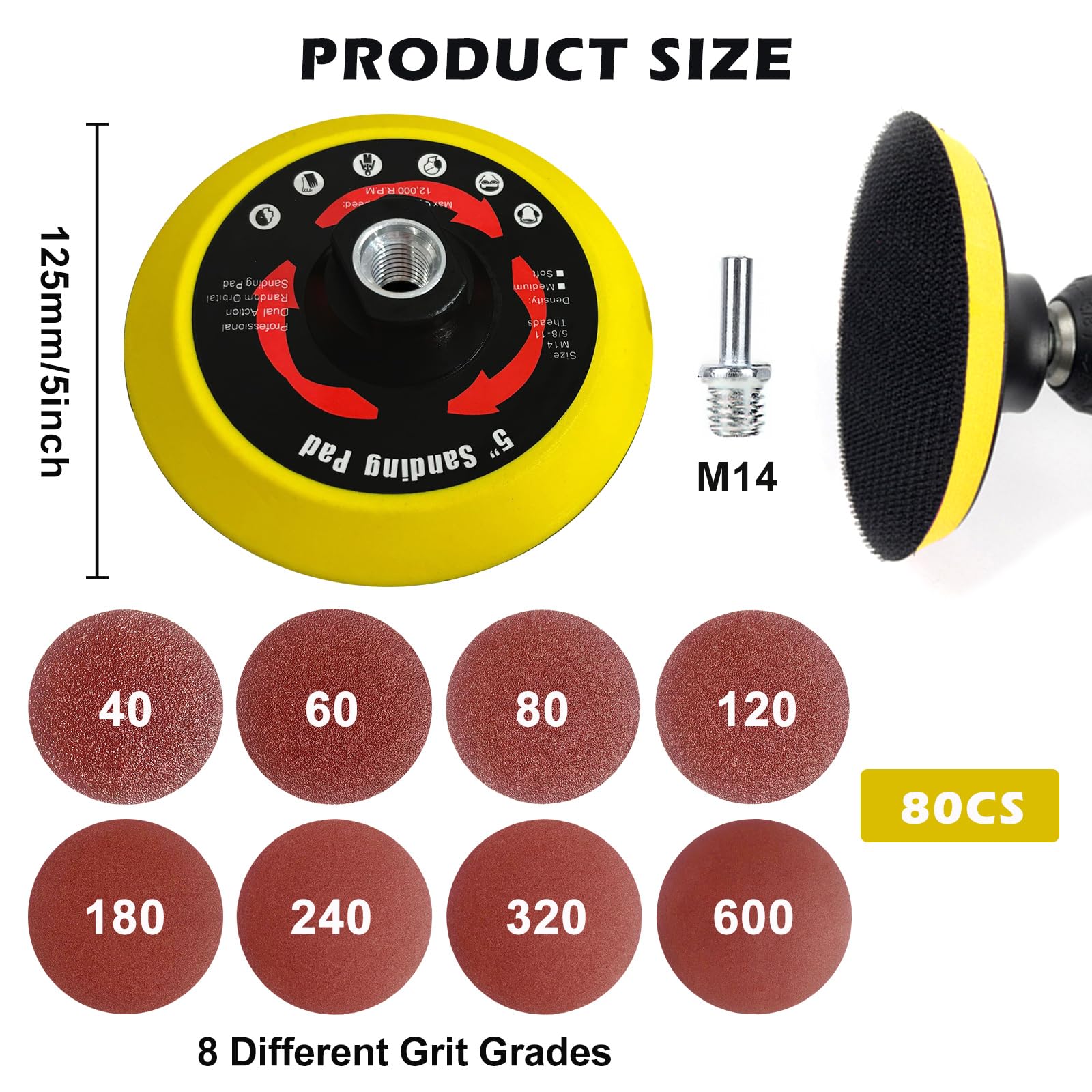 102-teiliges Schleifscheiben-Set 125 Mm Klett Für  Produktbild-Vorschau 2