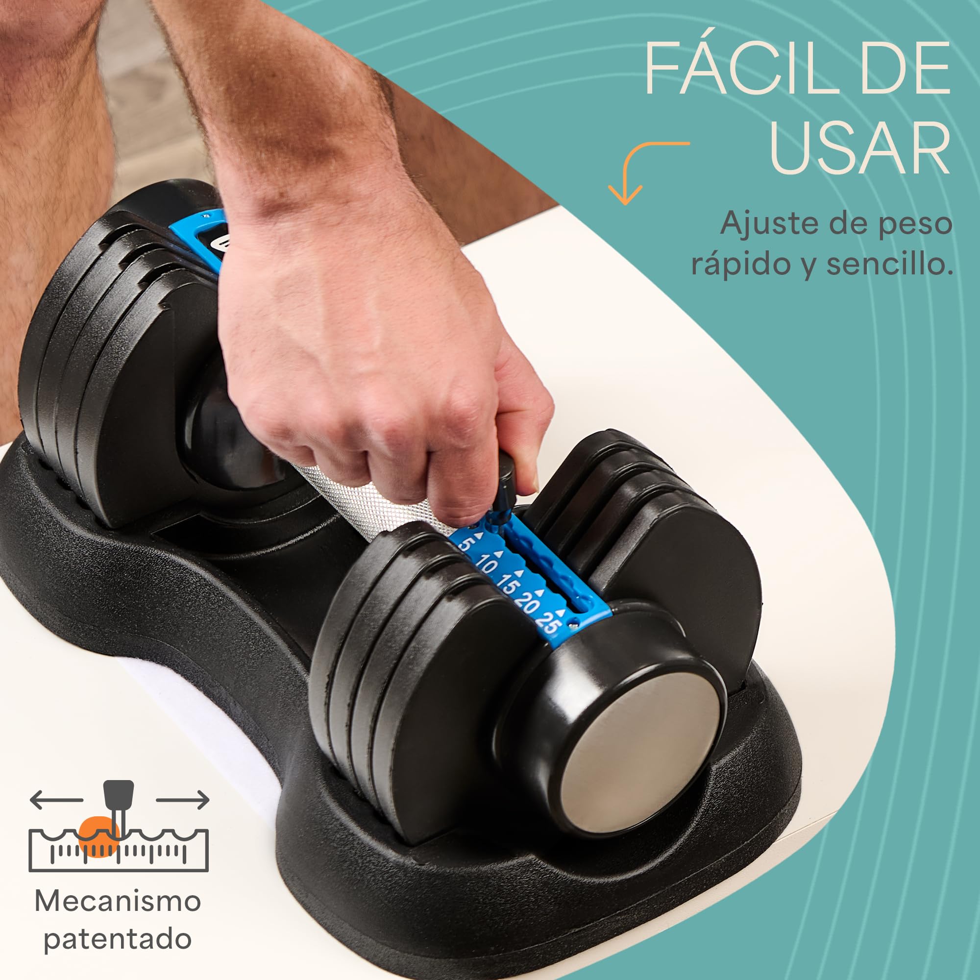 LifePro Juego de Mancuernas Ajustables de 2 x 11,34 kg/25 lb - Juego de Pesas Duraderas con Mango Antideslizante y Mecanismo de Bloqueo de Seguridad para Gimnasio en Casa