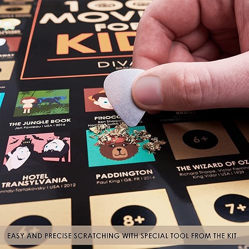Miniatura 2 de Póster de películas para niños para raspar - Mapa de lista de deseos de los 100 mejores niños - Póster de cine para niños rascador grande - Tabla de