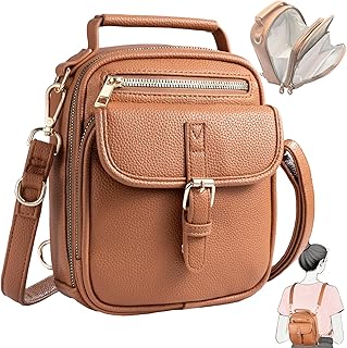 crawing Vegan Leather Crossbody Bag for Women with 2 Straps, Small Messenger Bag with Wallet, Anti Theft Shoulder Bag