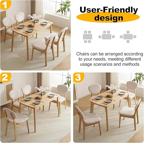 Miniatura 6 de Karl home Mid-Century Modern - Juego de mesa de comedor de madera de 5 piezas para 4, juego de mesa y sillas compacto de mediados de siglo para