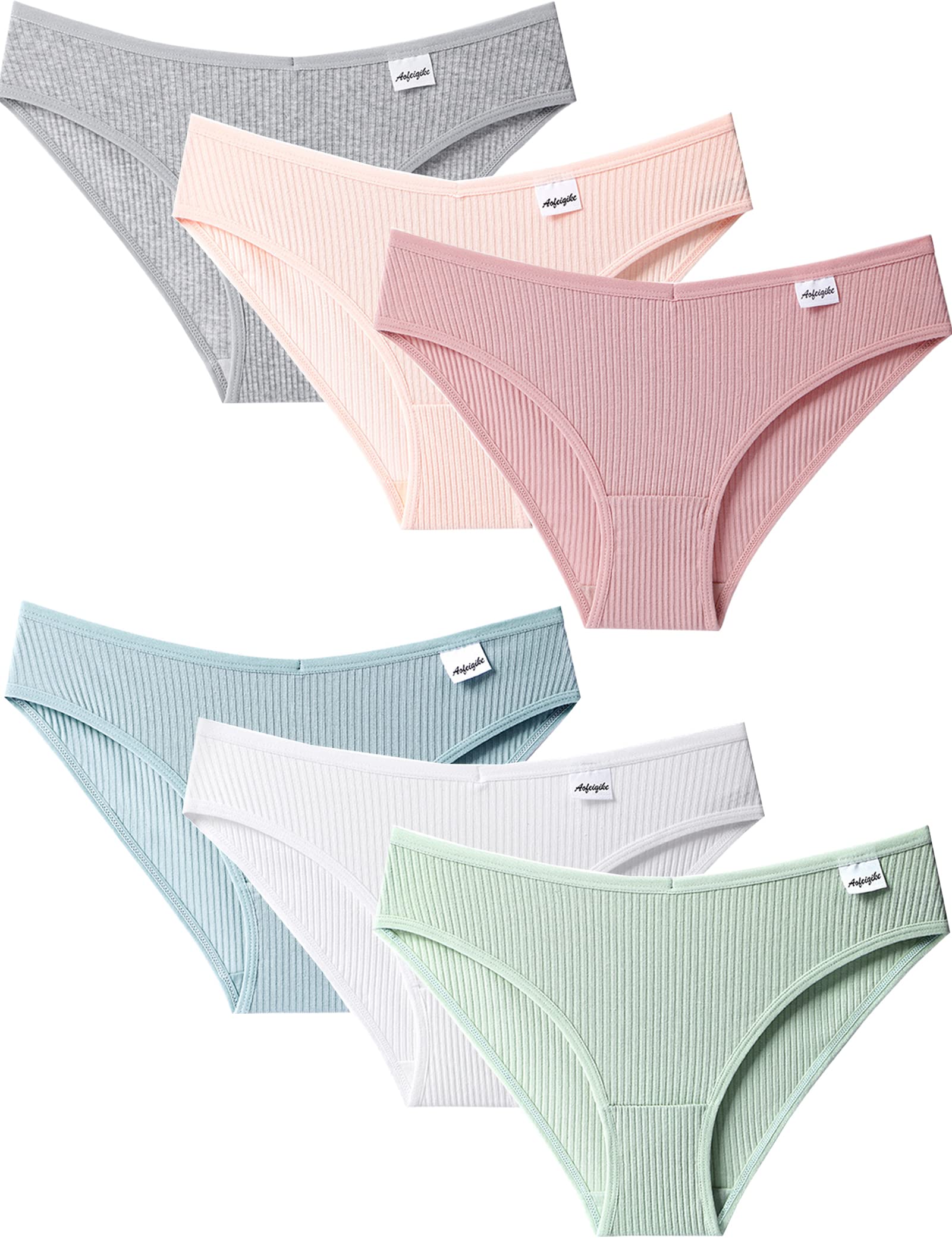 Kiench Teens Underwear Cotton Big Girls Hipster Panties Low Rise V Waist 6-Pack