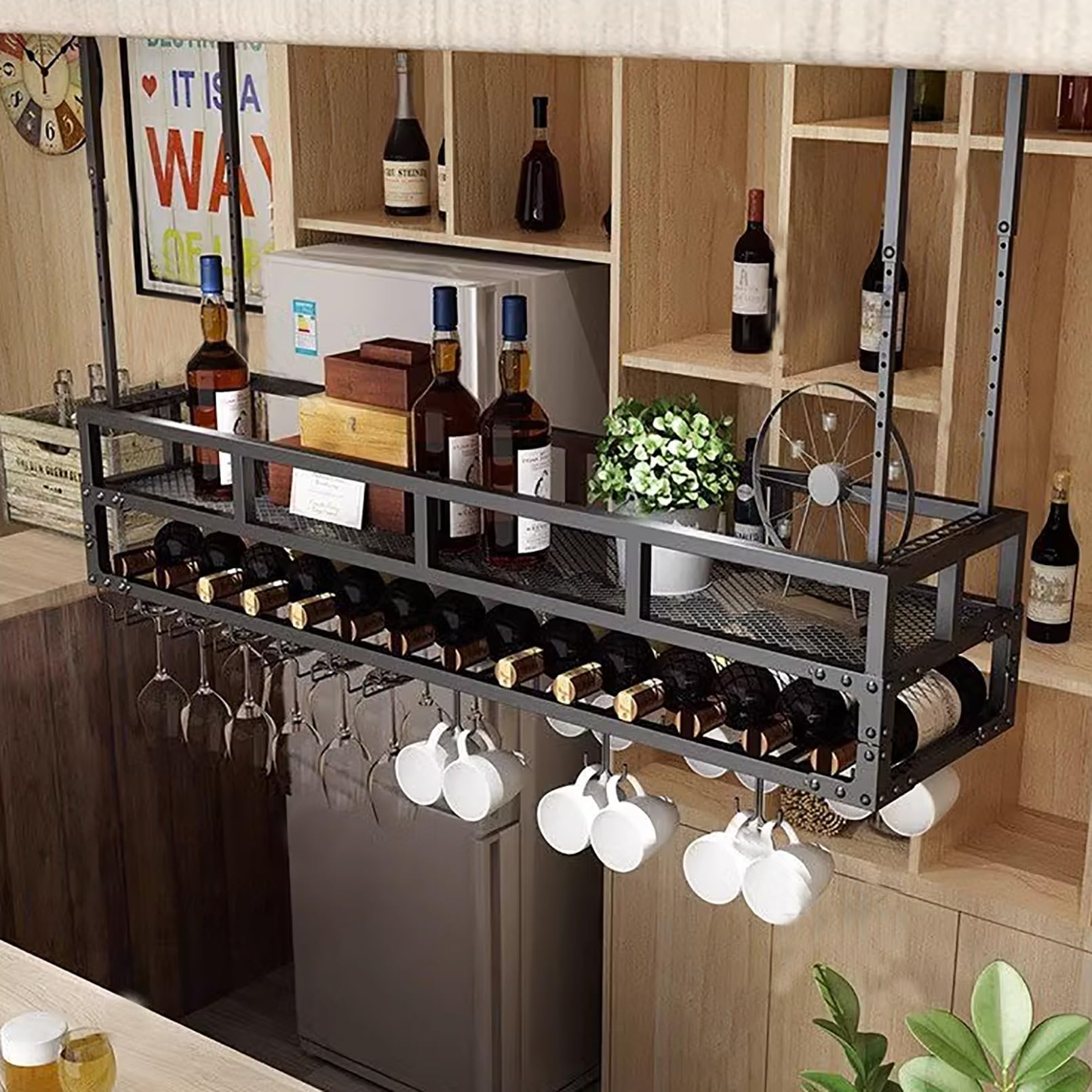 Casier à vin suspendu en métal pour un affichage de haute qualité