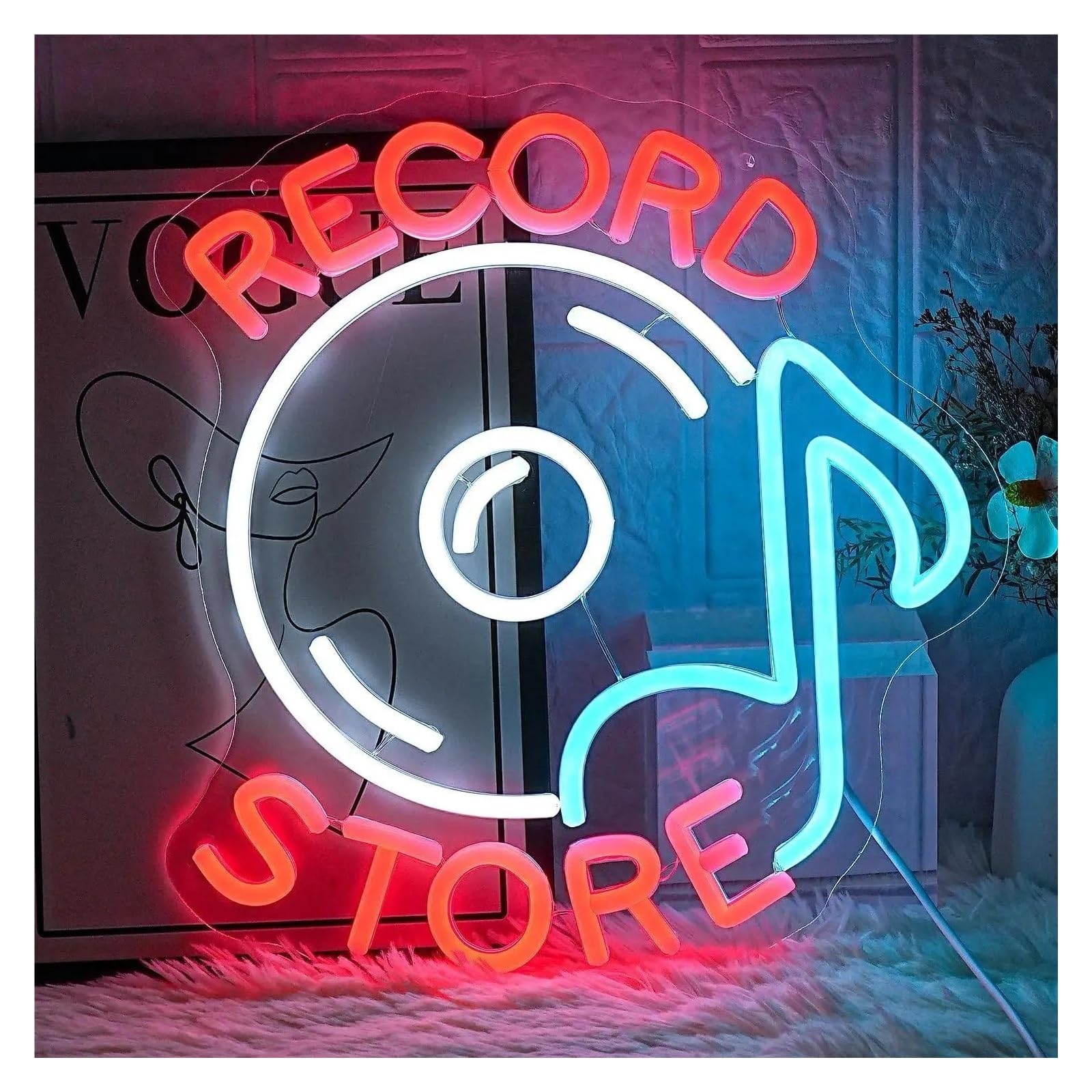 XENITE Hanging Art Neon Signs Record Store Neon Sign Music Signs for Bar Concern Tiki Studio Bedroom Decoration Gaming Room Accessories Wall Decor 30x32.5cm