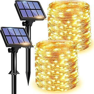litogo 2 Pack Solar Fairy Lights Outdoor, Total 80FT/24M 240LED Solar Garden Light 8 Mode Copper Wire Decorative String Lights for Patio, Trees, Party
