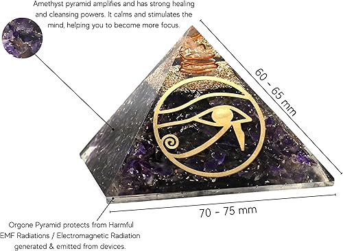 Miniatura 2 de Amazing Gemstone Pirámide de orgón grande Cristal de pirámide de amatista Ojo de pirámide de orgonita Ra Pirámides de órganos Curación de energía
