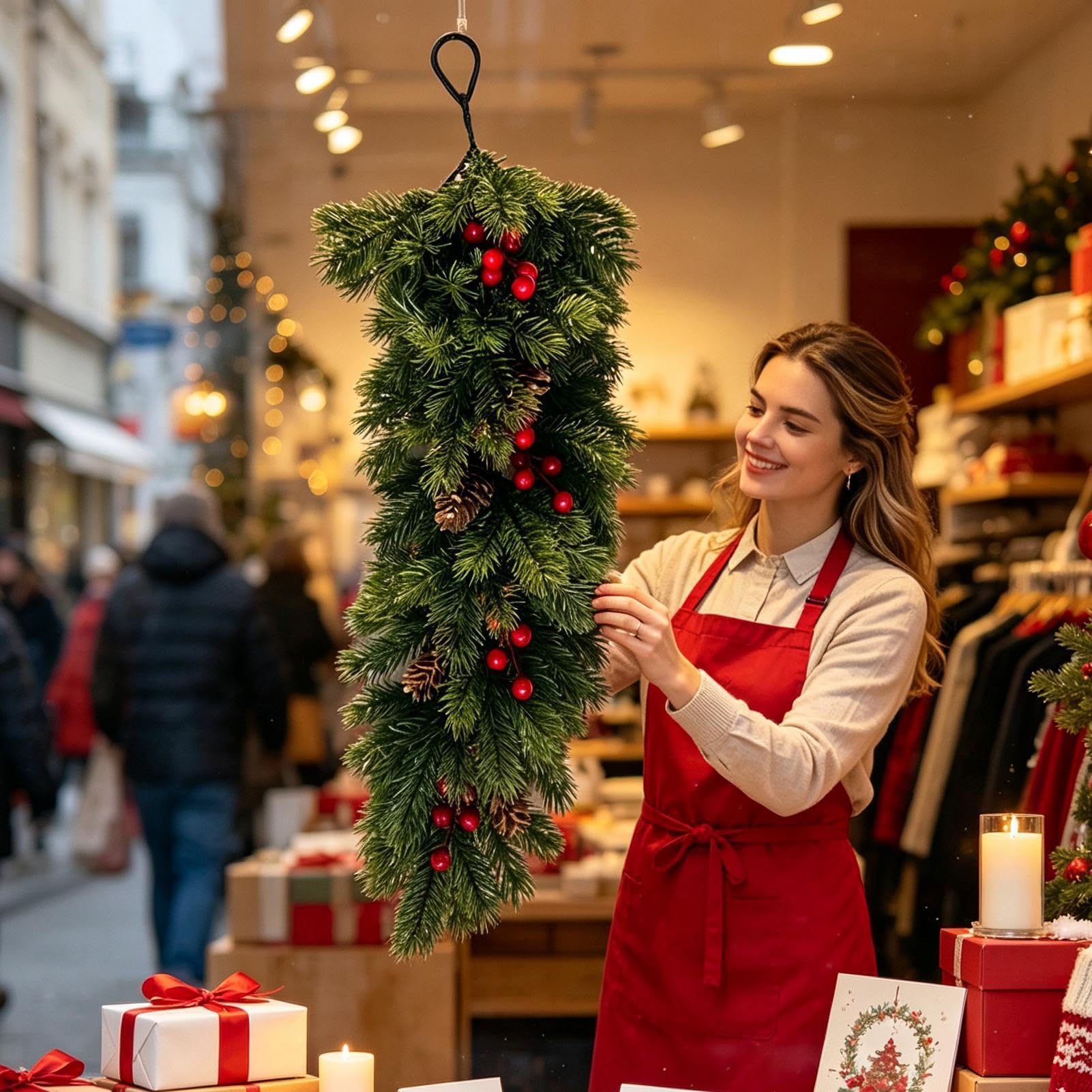 Garlands kominek, Boże Narodzenie, ręcznie robione gałązki dekoracyjne z