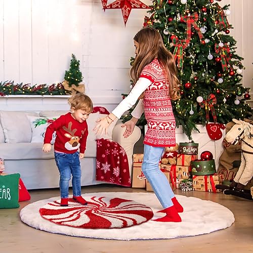 Miniatura 5 de Alfombra de baño de Navidad, tapete de baño con cinturón de Papá Noel, tapete de baño absorbente de 24 x 24 pulgadas, tapete antideslizante y